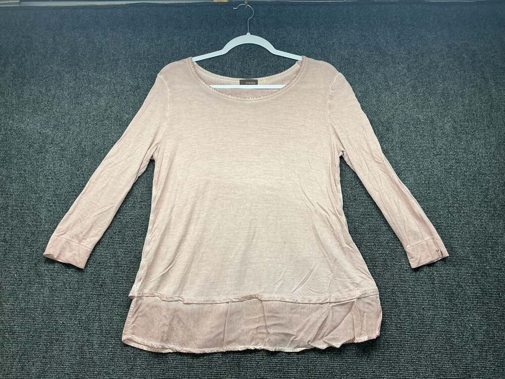 crosby. Pink Long Sleeve Layered Hem Slub Knit Tunic Top Medium